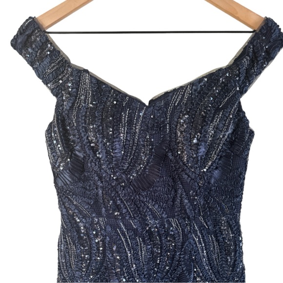 Aidan Mattox Navy Sequin Maxi Dress - Picture 7 of 7